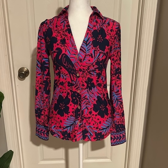Lily Pulitzer button down long sleeve blouse size XXS - Picture 1 of 3